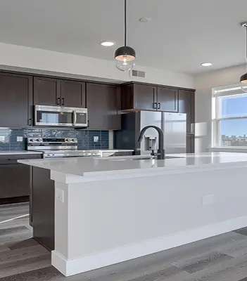 Kitchen interior of a multifamily property in Denver